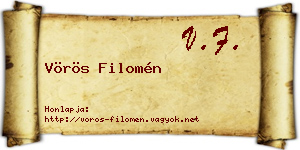 Vörös Filomén névjegykártya